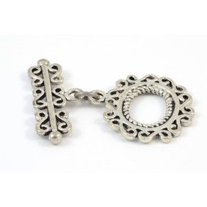 Toggle oval antique silver